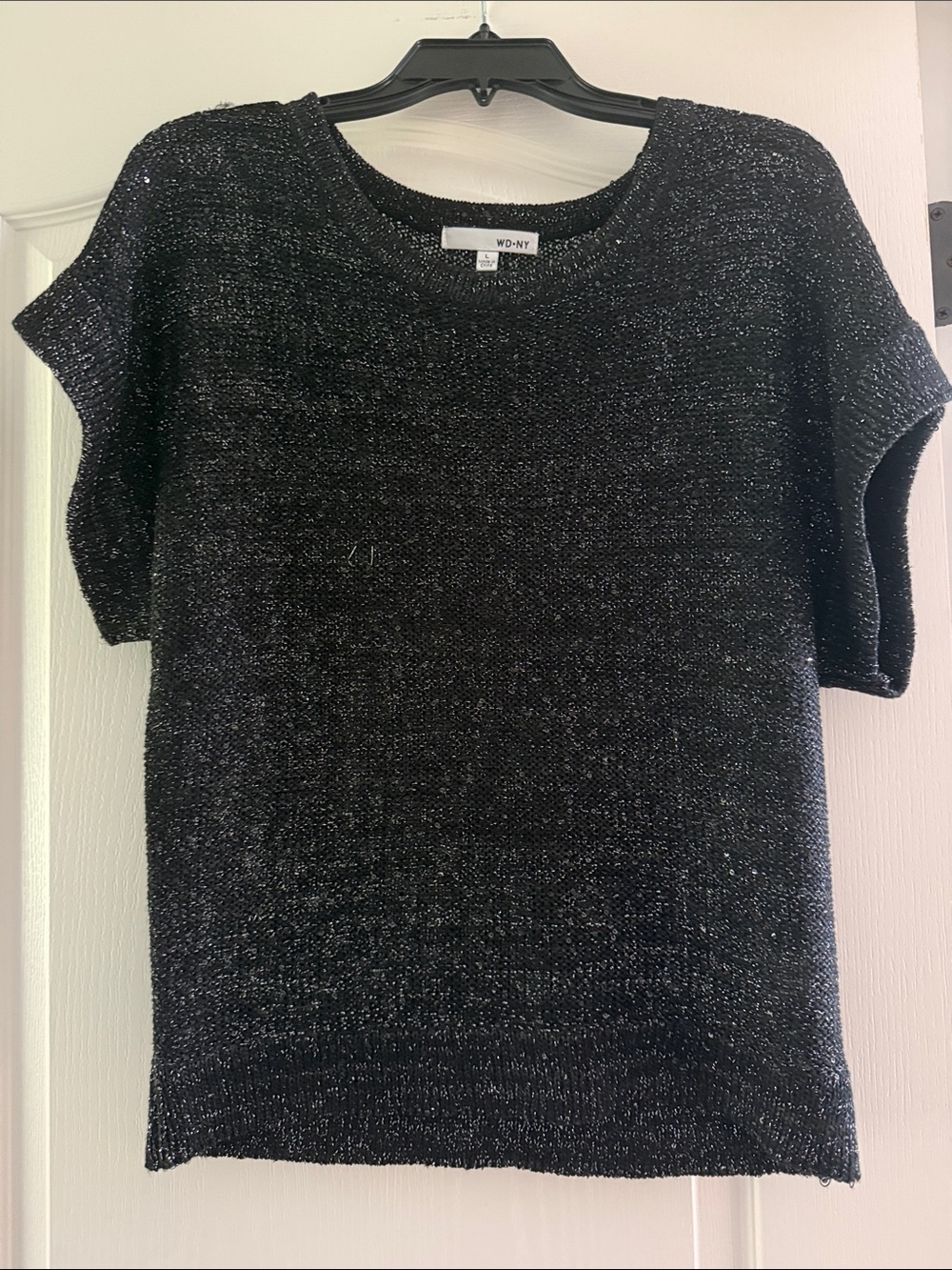 WD.NY Black Sparkle Crewneck Knit Top